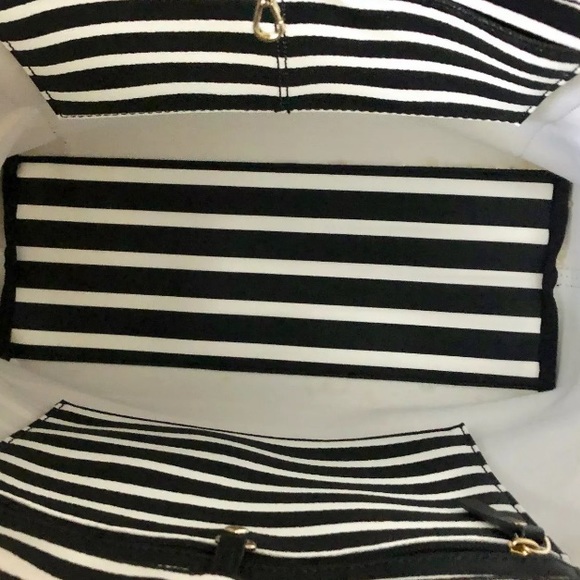 Kate spade hyde lane stripe riley black white tote - Picture 5 of 8